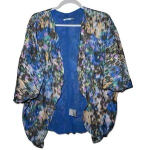 Kimchi Blue Abstract Multicolor Poncho Print Kimono-Style Open Front Top XS NWOT
